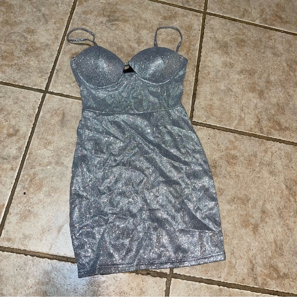 Silver Shimmer Bodycon Slip Dress